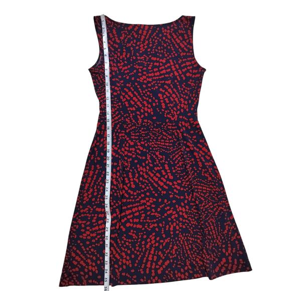 Anne Klein women blue red casual sleeveles stretch belted faux wrap dress size S - Picture 7 of 12